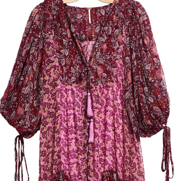 Free People Boho Burgundy Estelle Chiffon Maxi - Picture 6 of 13